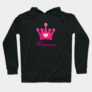 Princess all day - Princess Word with a Pink Crown and Heart Hoodie